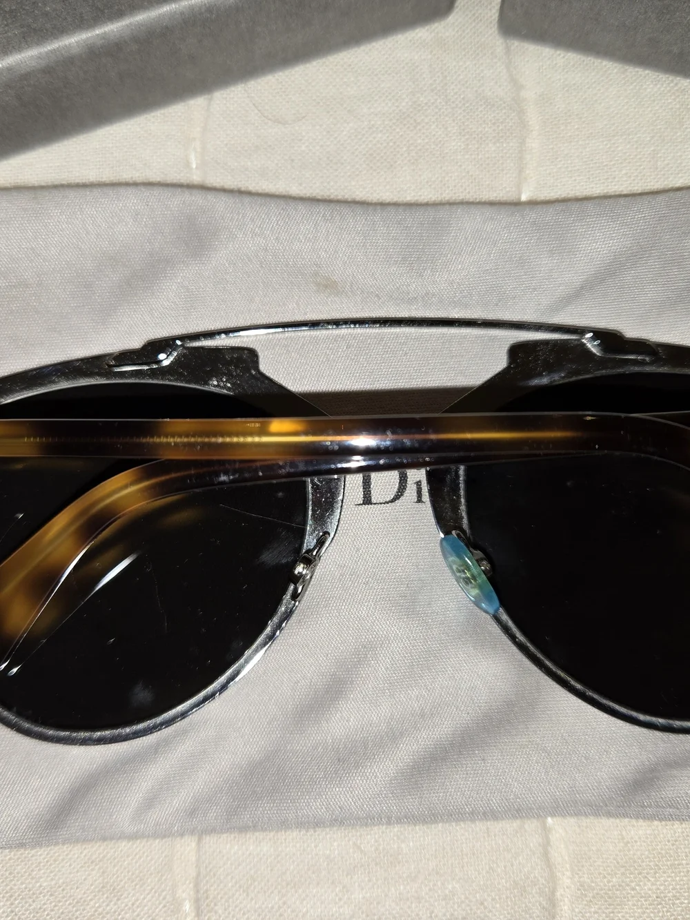 Dior Silver Metal Round Sunglasses with Dark Lenses